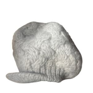 NWT Fratelli Talli Knit Visor Beanie Hat Gray Alpaca Wool Blend